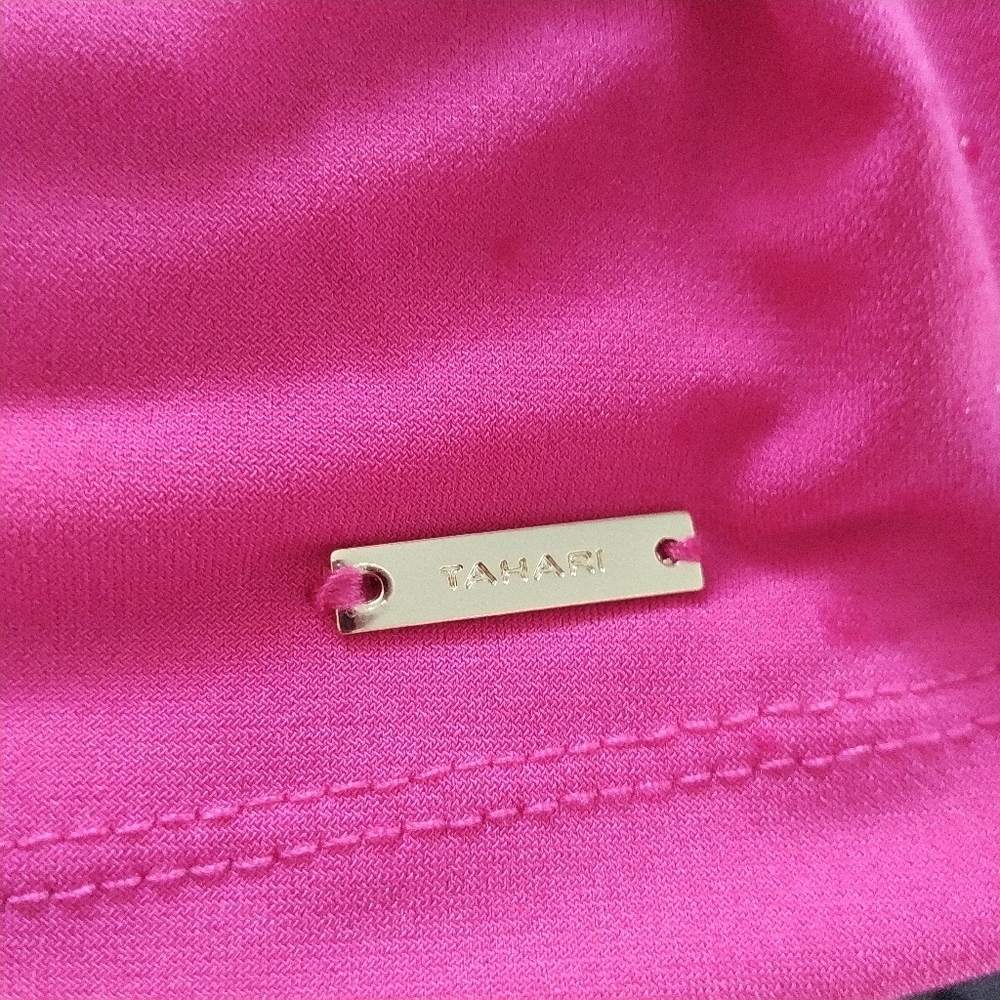 Tahari Pink Sleeveless Faux Wrap Side Buckle Top M - Picture 4 of 11